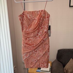 Elegant Peach Floral Mini Dress